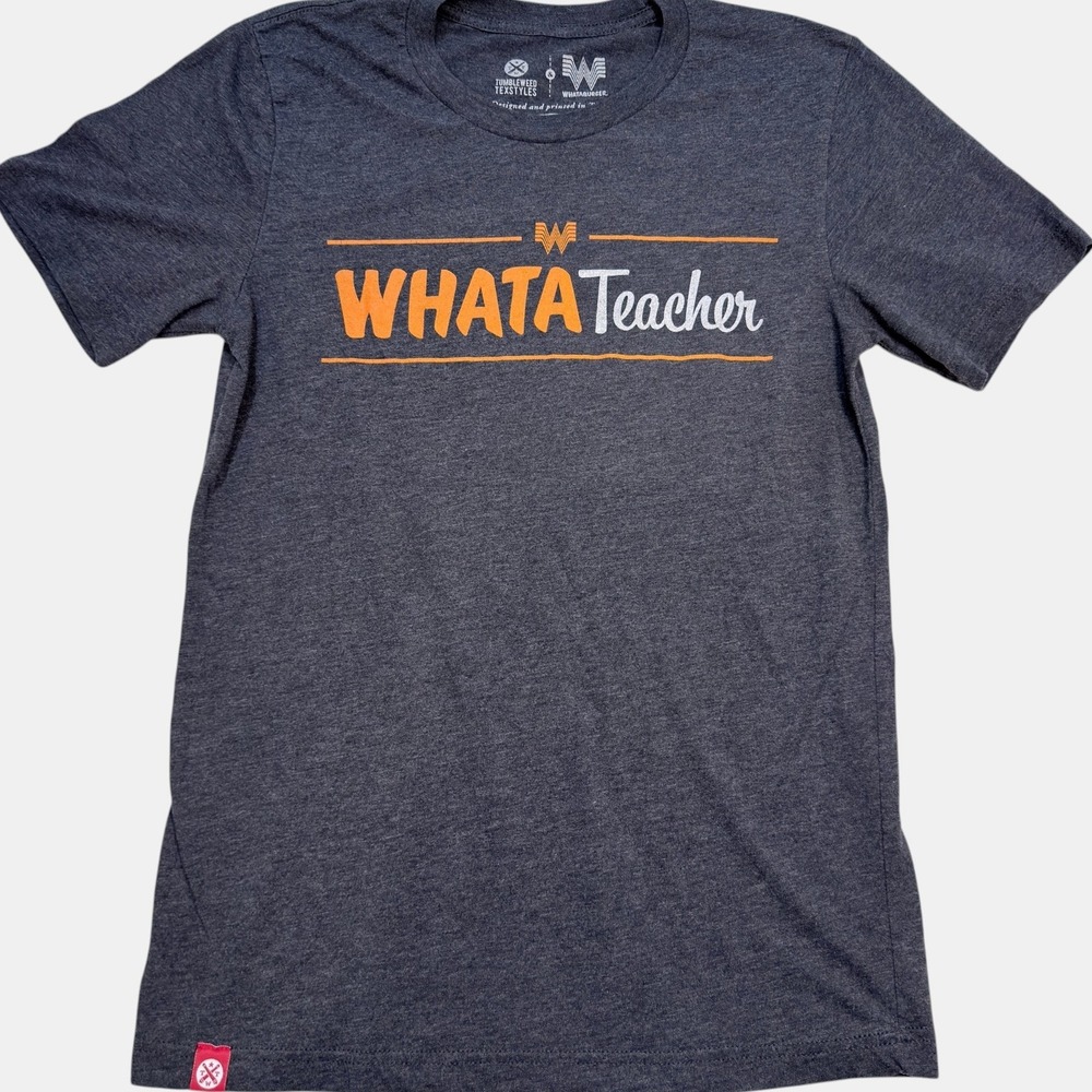 Tumbleweed Texstyles Whataburger Shirt Small Women WHATATeacher Heather Charcoal